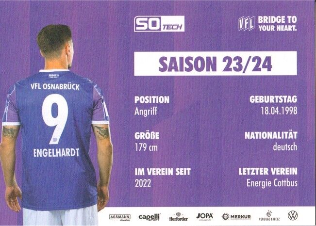 Autogramm Fussball | VfL Osnabrück | 2023 | Erik ENGELHARDT