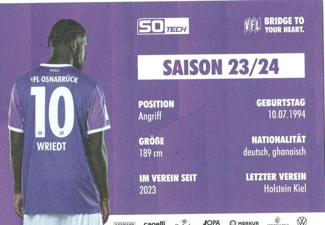 Autogramm Fussball | VfL Osnabrück | 2023 | Kwasi Okyere WRIEDT