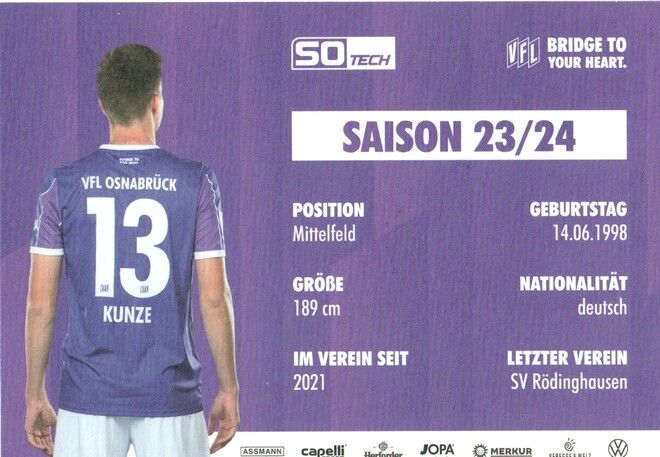 Autogramm Fussball | VfL Osnabrück | 2023 | Lukas KUNZE
