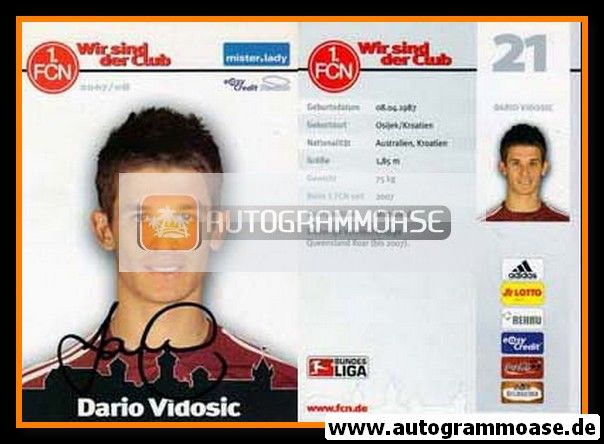 Autogramm Fussball | 1. FC Nürnberg | 2007 | Dario VIDOSIC