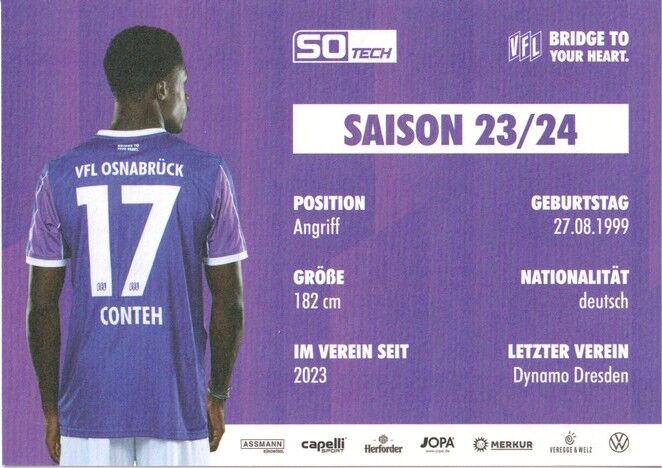 Autogramm Fussball | VfL Osnabrück | 2023 | Christian CONTEH