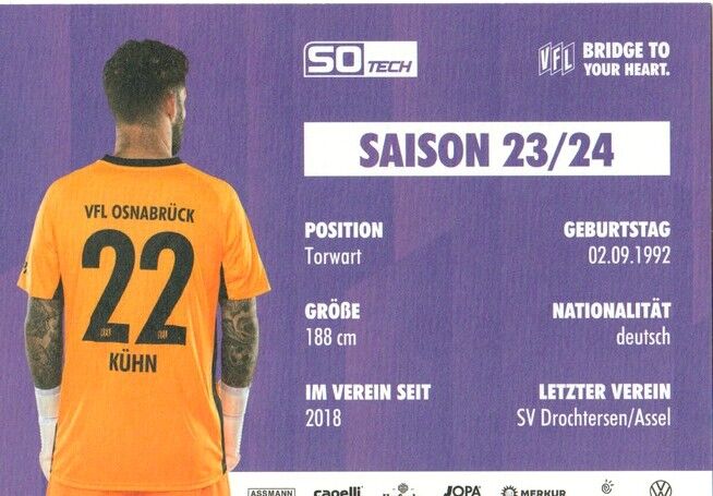 Autogramm Fussball | VfL Osnabrück | 2023 | Philipp KÜHN