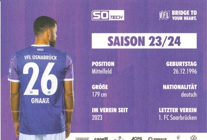 Autogramm Fussball | VfL Osnabrück | 2023 | Dave GNAASE