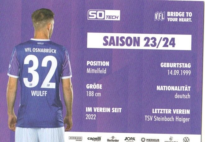 Autogramm Fussball | VfL Osnabrück | 2023 | Jannes WULFF