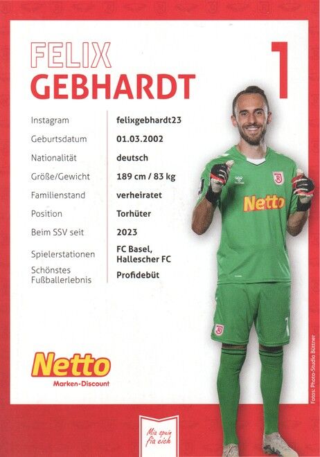 Autogramm Fussball | SSV Jahn Regensburg | 2023 | Felix GEBHARDT