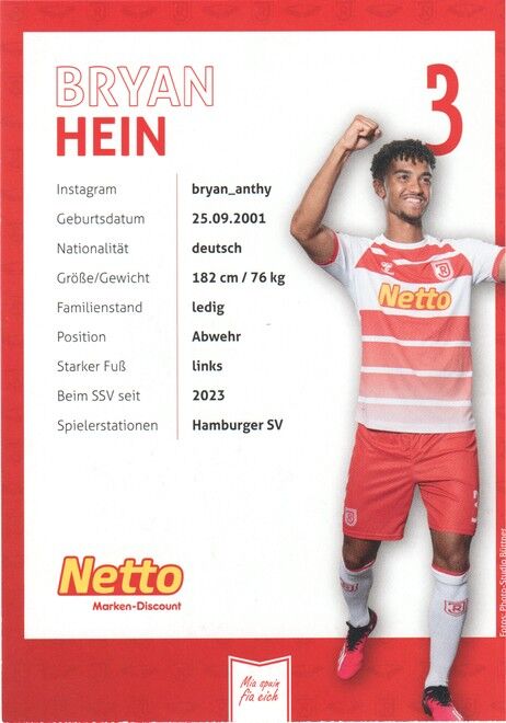 Autogramm Fussball | SSV Jahn Regensburg | 2023 | Bryan HEIN