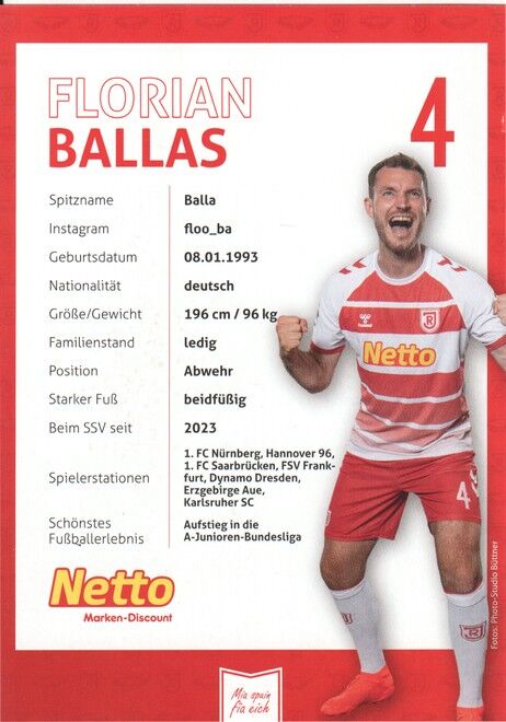 Autogramm Fussball | SSV Jahn Regensburg | 2023 | Florian BALLAS