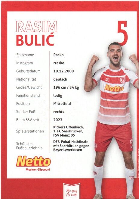 Autogramm Fussball | SSV Jahn Regensburg | 2023 | Rasim BULIC