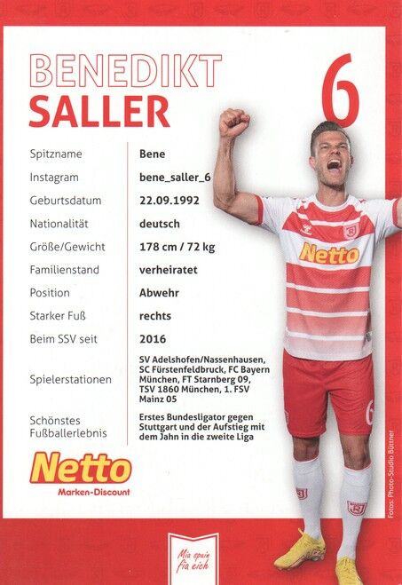 Autogramm Fussball | SSV Jahn Regensburg | 2023 | Benedikt SALLER