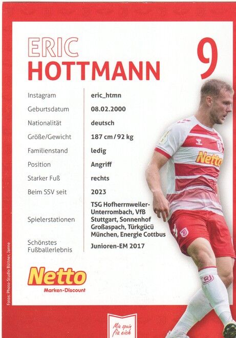 Autogramm Fussball | SSV Jahn Regensburg | 2023 | Eric HOTTMANN