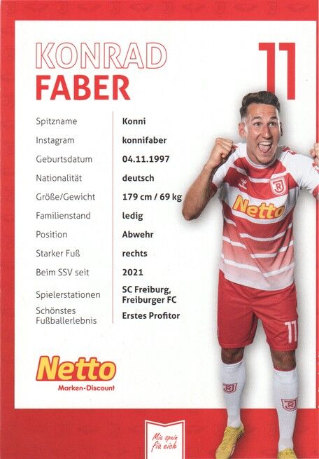 Autogramm Fussball | SSV Jahn Regensburg | 2023 | Konrad FABER
