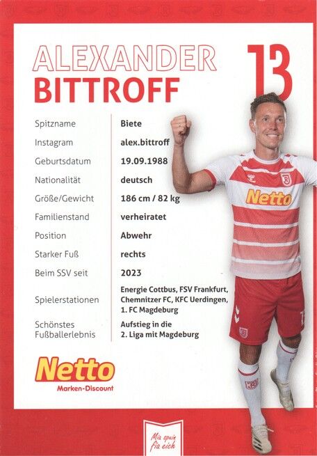 Autogramm Fussball | SSV Jahn Regensburg | 2023 | Alexander BITTROFF