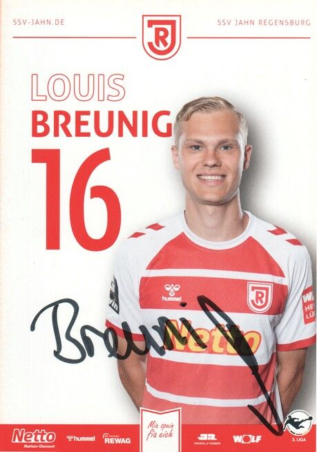 Autogramm Fussball | SSV Jahn Regensburg | 2023 | Louis BREUNIG