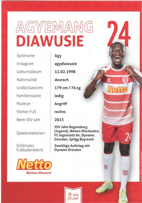 Autogramm Fussball | SSV Jahn Regensburg | 2023 | Agyemang DIAWUSIE
