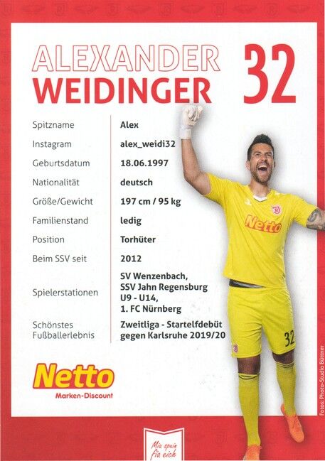 Autogramm Fussball | SSV Jahn Regensburg | 2023 | Alexander WEIDINGER