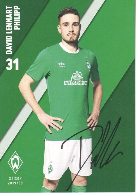 Autogramm Fussball | SV Werder Bremen | 2019 Druck | David Lennart PHILIPP