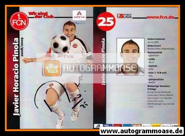 Autogramm Fussball | 1. FC Nürnberg | 2008 Ball | Javier Horacio PINOLA