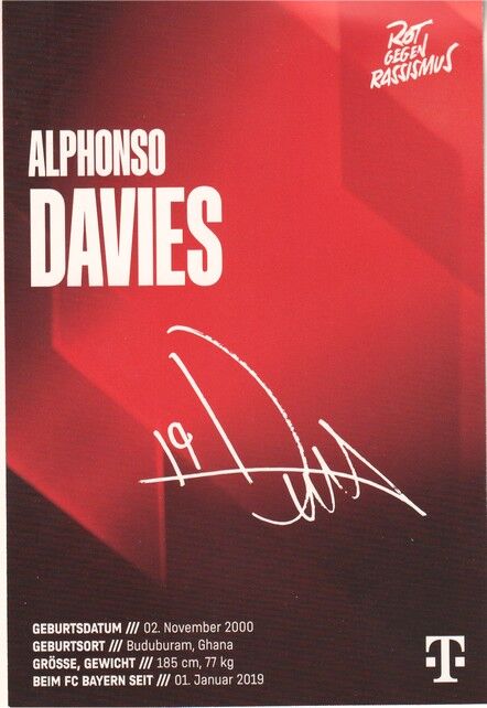 Autogramm Fussball | FC Bayern München | 2025 Druck | Alphonso DAVIES