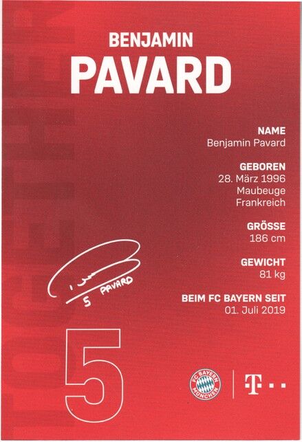 Autogramm Fussball | FC Bayern München | 2021 Druck | Benjamin PAVARD