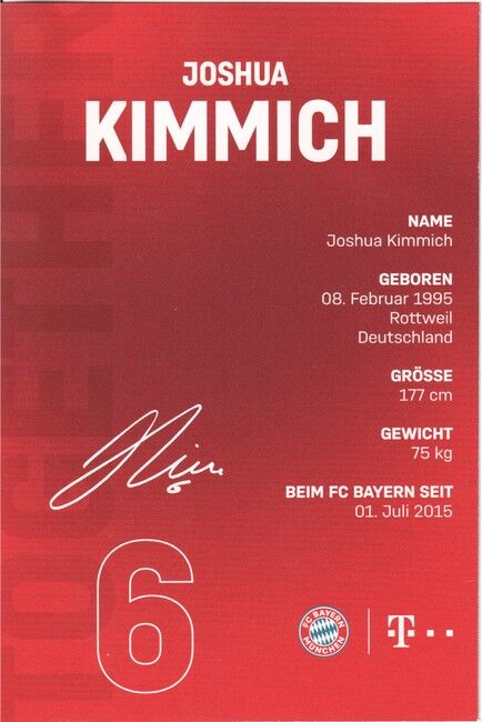 Autogramm Fussball | FC Bayern München | 2021 Druck | Joshua KIMMICH