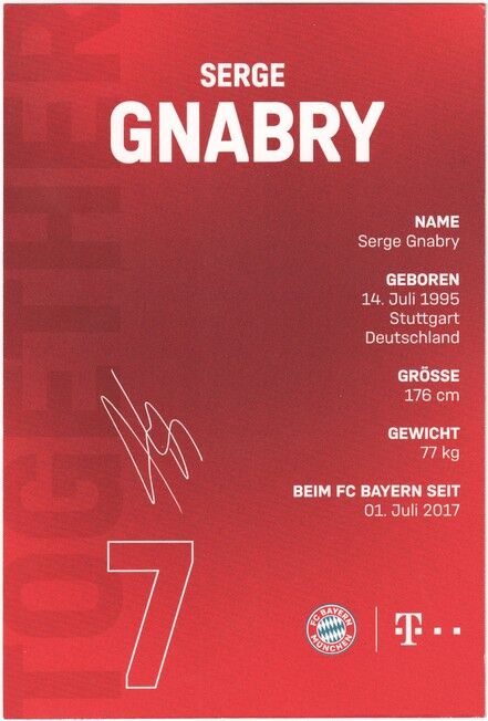 Autogramm Fussball | FC Bayern München | 2021 Druck | Serge GNABRY