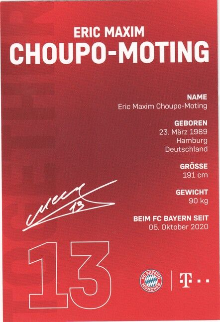 Autogramm Fussball | FC Bayern München | 2021 Druck | Eric Maxim CHOUPO-MOTING