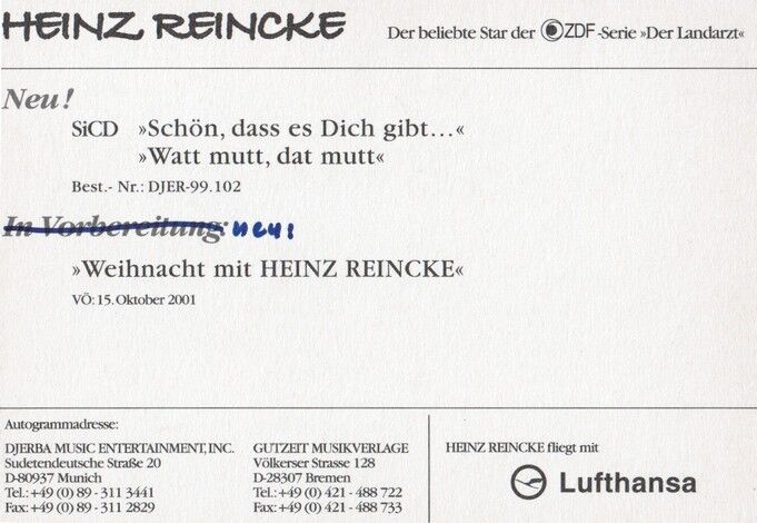 Autogramm Schauspieler | Heinz REINCKE | 2001 (Portrait Color Djerba)