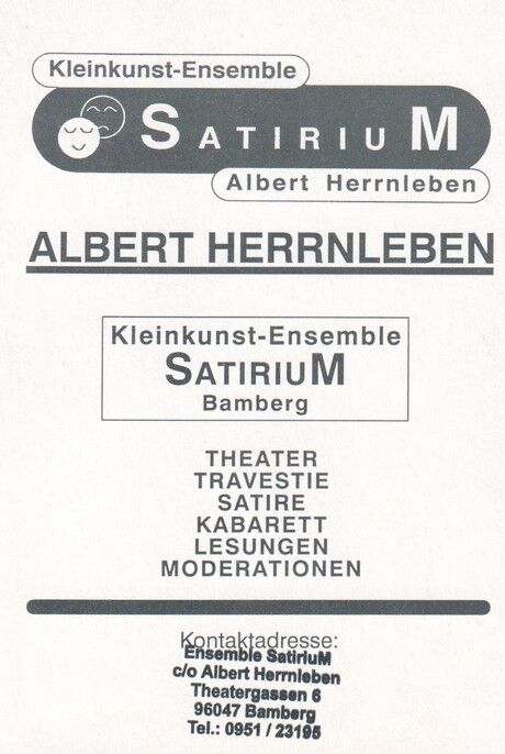 Autogramm Kabarett | Albert HERRNLEBEN | 2000er (Portrait SW Satirium)