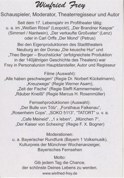 Autogramm Schauspieler | Winfried FREY | 2010er (Portrait Color)