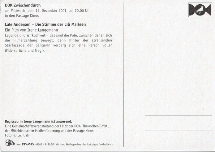 Autogramm Schlager | Lale ANDERSEN | 1950er (Portrait SW) Lili Marleen