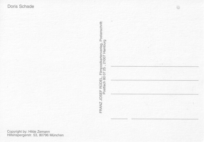 Autogramm Schauspieler | Doris SCHADE | 1980er (Portrait SW Rüdel) Zemann 2