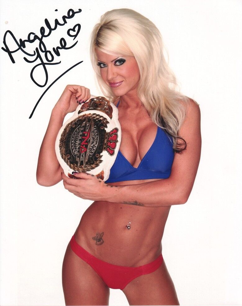 Autogramm Wrestling | Angelina LOVE | 2010er Foto (Portrait Color XL) sexy 2