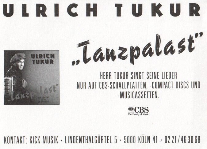 Autogramm Schauspieler | Ulrich TUKUR | 1989 "Tanzpalast" (Portrait SW CBS)
