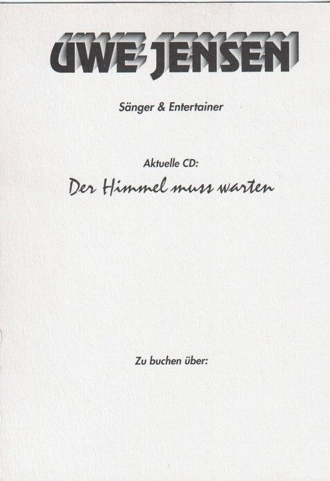 Autogramm Schlager | Uwe JENSEN | 2002 "Himmel Muss Warten" (Portrait Color)