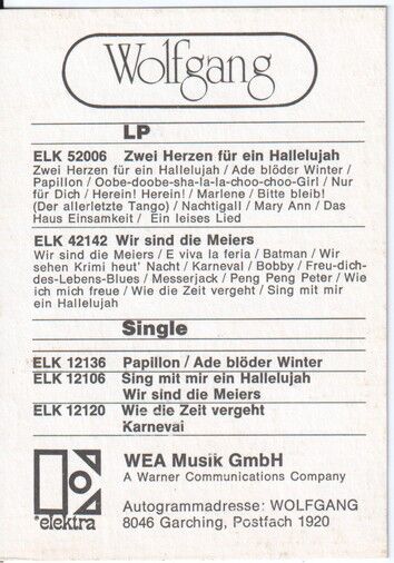 Autogramm Schlager | WOLFGANG Hofer | 1974 "Zwei Herzen" (Portrait Color WEA)
