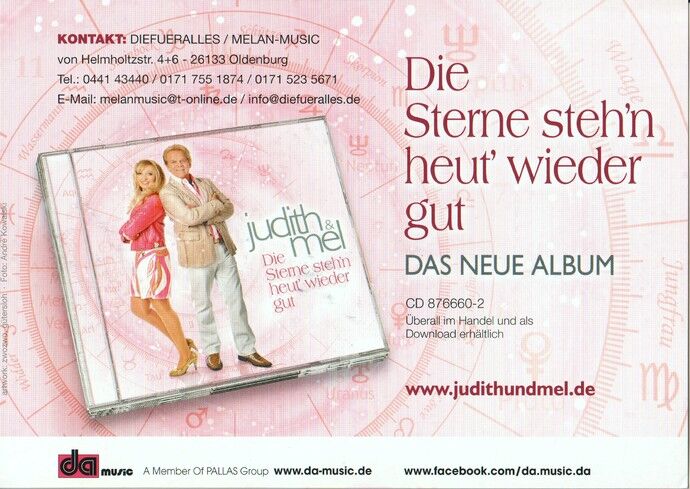 Autogramme Schlager | JUDITH & MEL | 2014 "Sterne Stehen Gut" (Portrait Color DA)