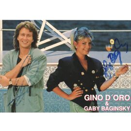 Autogramme Schlager | Gaby BAGINSKY & Gino D´ORO |  1991 "Viel zu Heiss" (Portrait Color Koch)