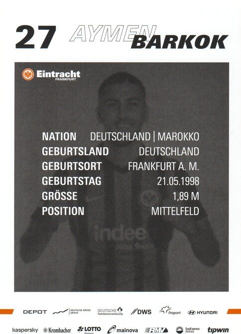 Autogramm Fussball | Eintracht Frankfurt | 2020 Druck | Aymen BARKOK