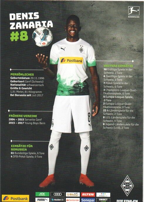 Autogramm Fussball | Borussia Mönchengladbach | 2019 | Denis ZAKARIA