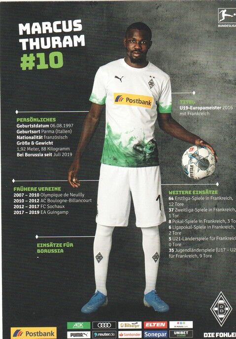 Autogramm Fussball | Borussia Mönchengladbach | 2019 | Marcus THURAM