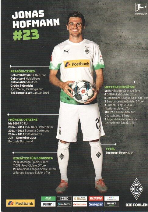 Autogramm Fussball | Borussia Mönchengladbach | 2019 | Jonas HOFMANN