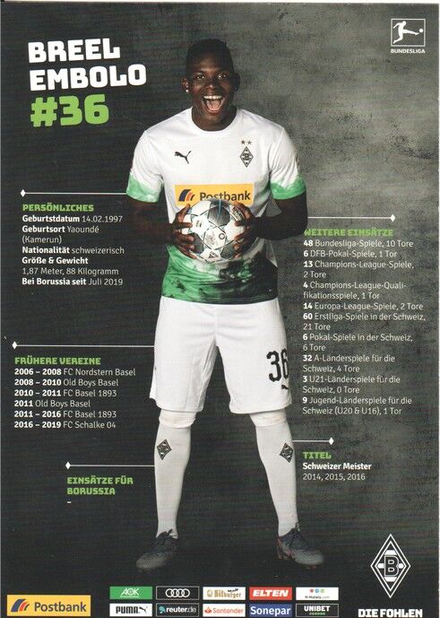 Autogramm Fussball | Borussia Mönchengladbach | 2019 | Breel EMBOLO