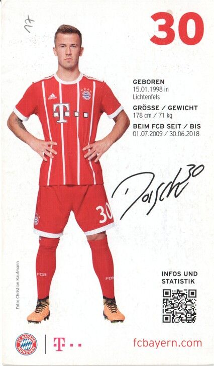 Autogramm Fussball | FC Bayern München | 2017 | Niklas DORSCH