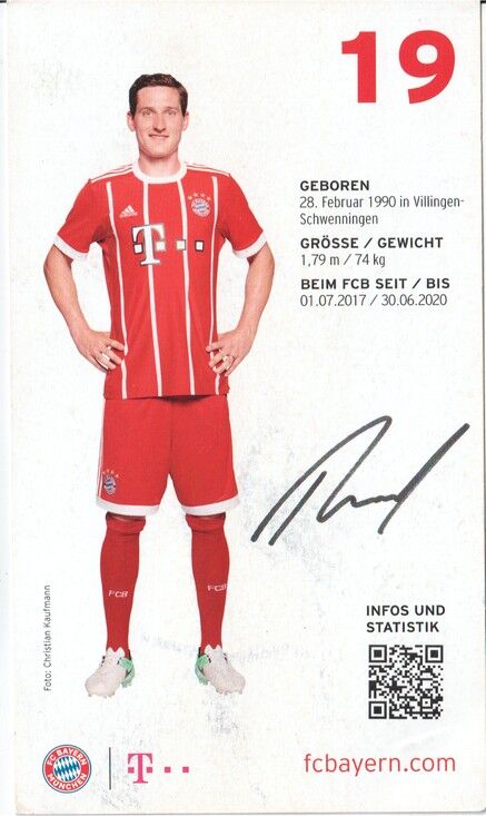 Autogramm Fussball | FC Bayern München | 2017 | Sebastian RUDY