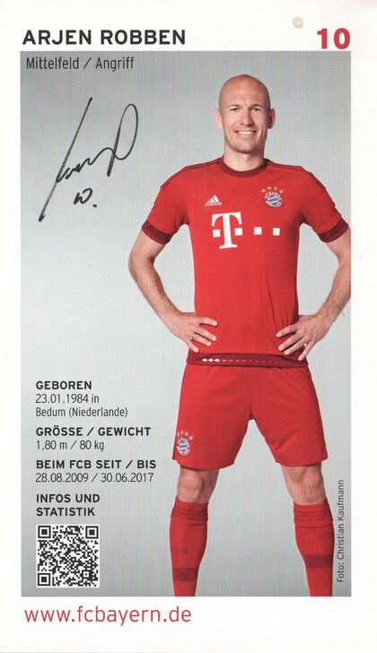 Autogramm Fussball | FC Bayern München | 2015 Druck | Arjen ROBBEN