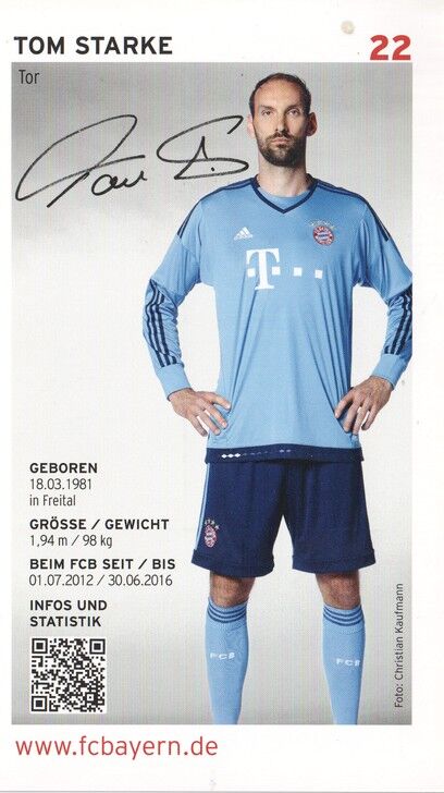 Autogramm Fussball | FC Bayern München | 2015 Druck | Tom STARKE