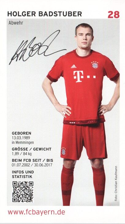 Autogramm Fussball | FC Bayern München | 2015 Druck | Holger BADSTUBER