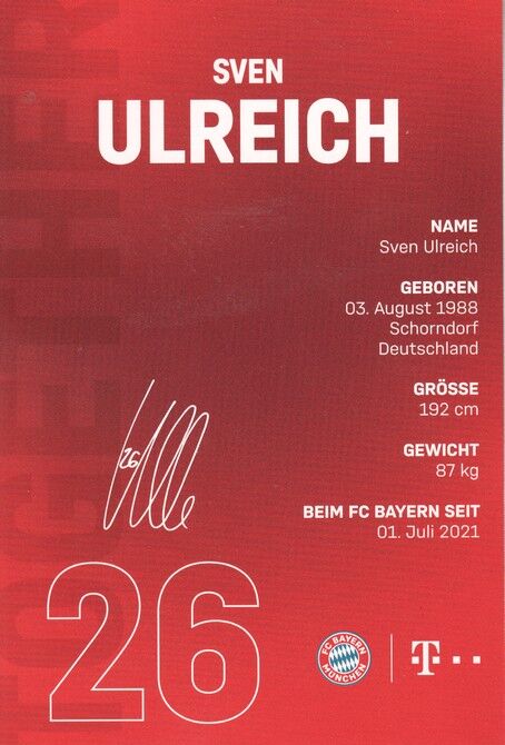 Autogramm Fussball | FC Bayern München | 2021 Druck | Sven ULREICH
