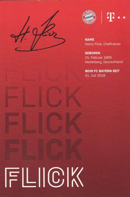 Autogramm Fussball | FC Bayern München | 2020 Druck | Hansi FLICK