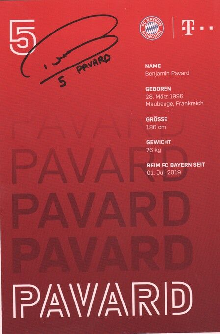 Autogramm Fussball | FC Bayern München | 2020 Druck | Benjamin PAVARD